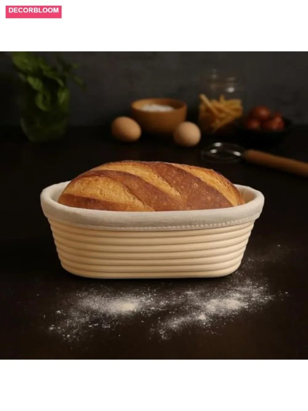 Rattan Bread Proofing Basket with Liner - 10 inch Oval Banneton